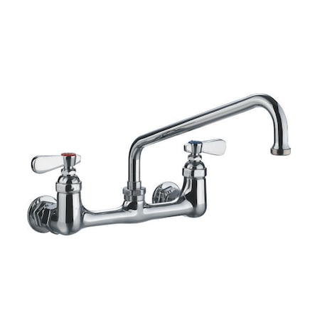 Whitehaus Heavy Duty Wall Mount Utility Faucet W/ An Extended Swivel Spout And L WHFS9814-12-C